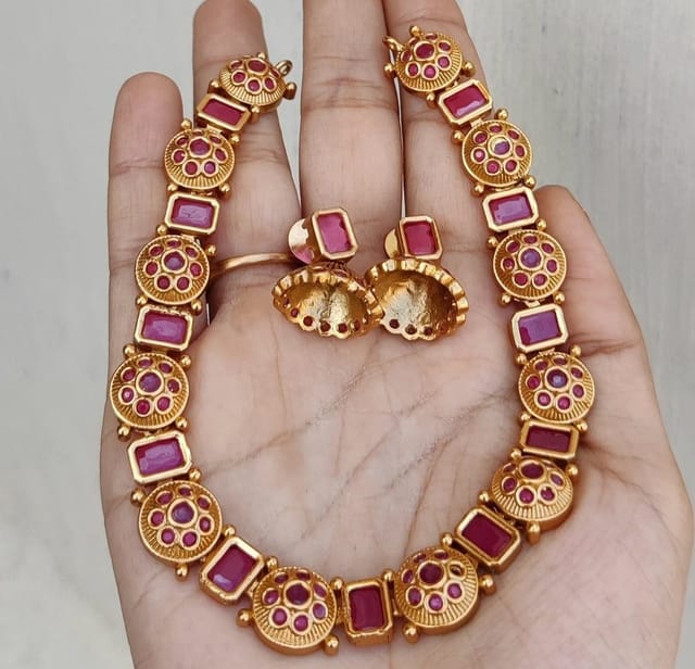 Pink necklace cz