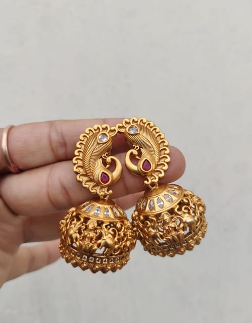 Temple cz jhumki