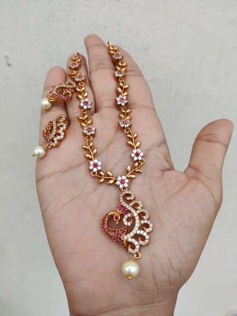 Peacock cz necklace
