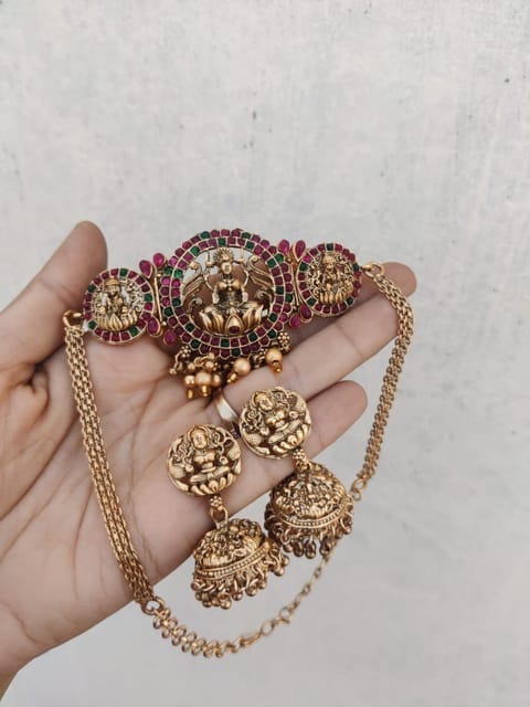 Golden lakshmi choker set