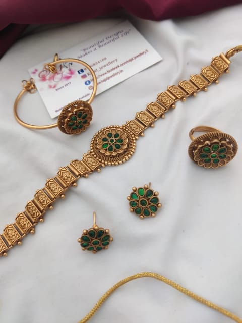 Green choker set with ring n bracelet