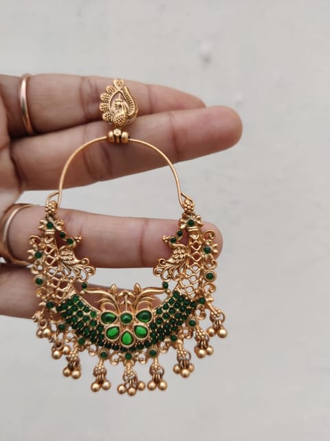 Green chandabali set