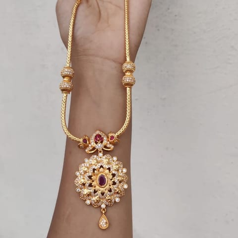 White with ruby Microplated chaingold