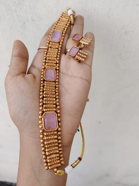 Baby pink choker set