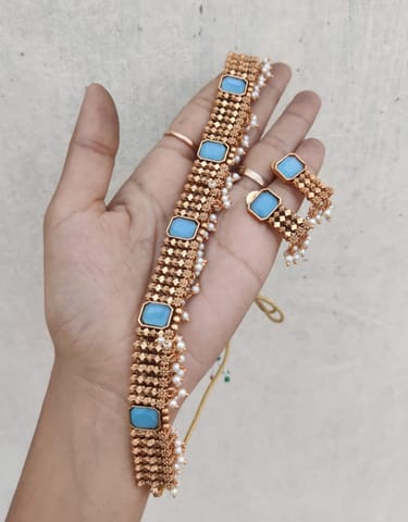 Turquoise blue choker set
