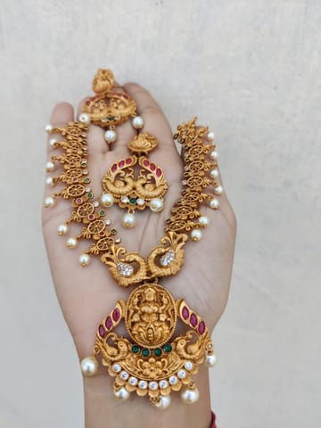 Cz gold temple necklace