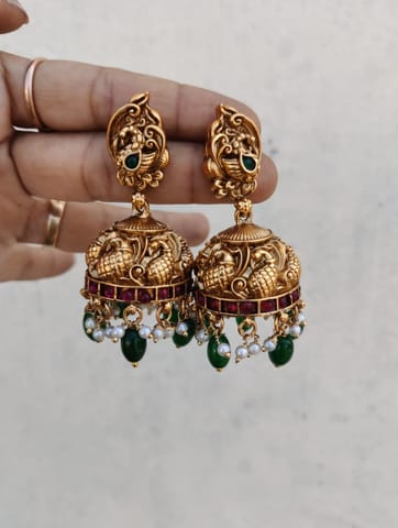 Green beadsjhumkka