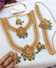 Temple semi bridal with green beads