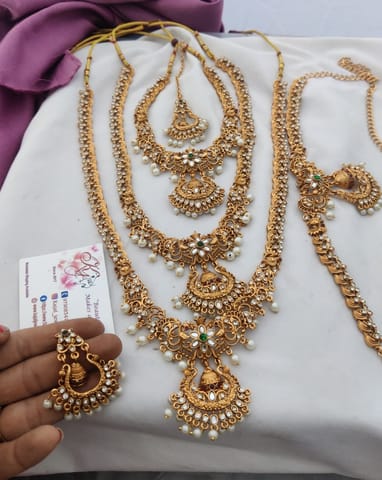 Three layer semi bridal set white stone