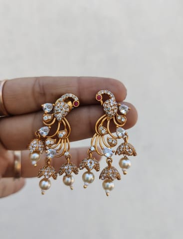 White peacock earrings
