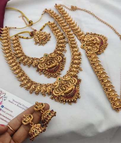 Temple semi bridal set mango design