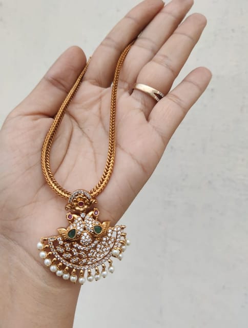 Cz gold plated peacock