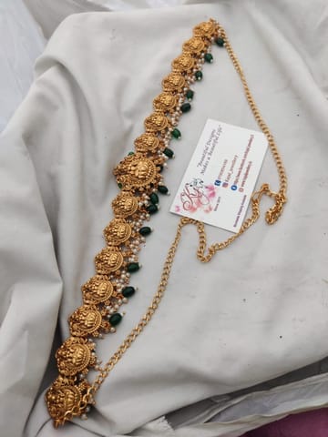 Temple hip belt green beads