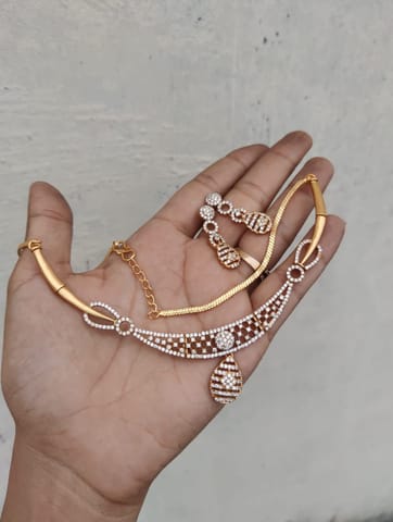 Cz gold plated necklace set