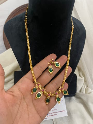 Cz palakka gold plated necklace set