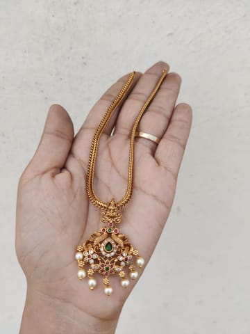Cz Lakshmi necklace attigai kemp