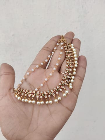 Cz golden Earchain Pearl