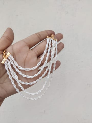 Kundan Pearl white Earchain Reshmika model