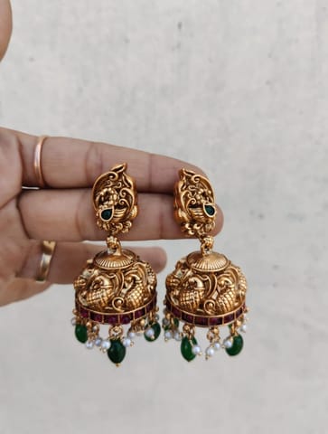 Green beads Jhumka