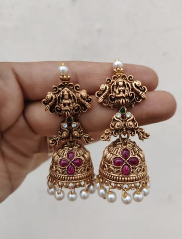 Temple jhumka  pearl