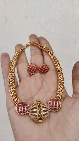 Cz gold plated choker set