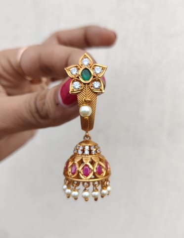 Cz flower gold Jhumka