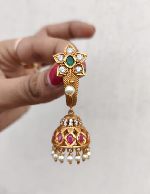 Cz flower gold Jhumka
