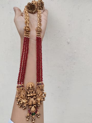 Maroon temple beads set