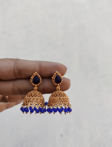 Blue kemp matte jhumka