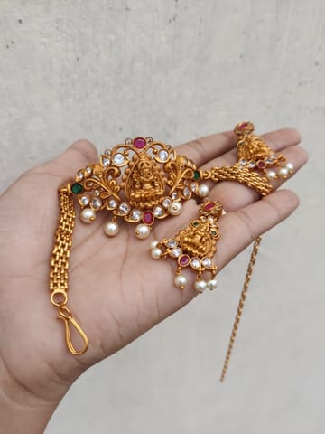 Cz Lakshmi gold choker with earrings