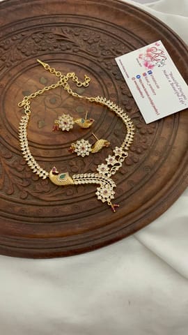 Micro plated gold necklace set