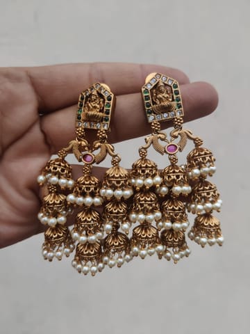 Cz gold temple jhumkis
