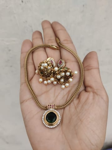 Cz green Attigai with Jhumka