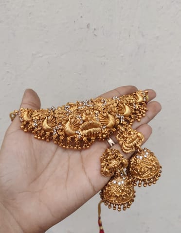 Lakshmi temple choker with jhumka