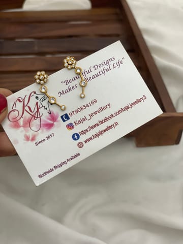 White stone bugadi earrings