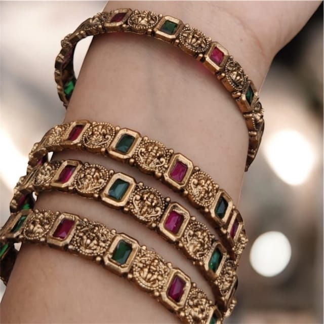 Set of 4 temple Lakshmi bangle