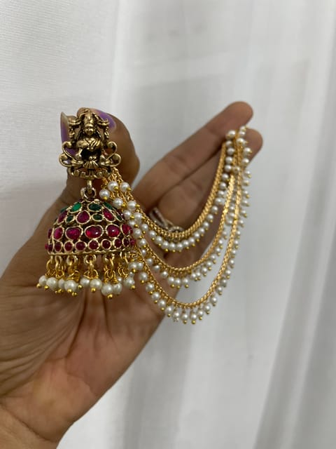 Temple Jhumka with Earchain