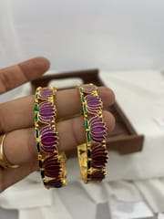 Kemp Violet purple lotus bangles set of 2