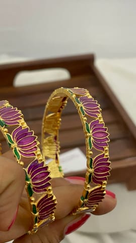 Kemp Violet purple lotus bangles set of 2