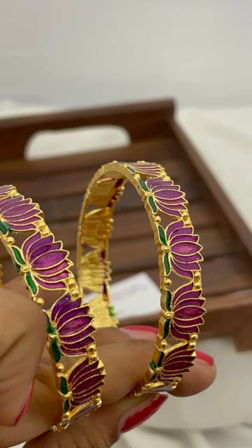 Kemp Violet purple lotus bangles set of 2