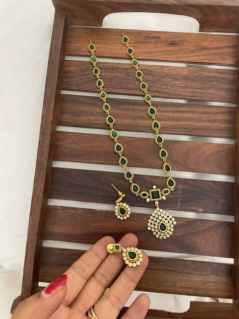 Jyothika model green long set