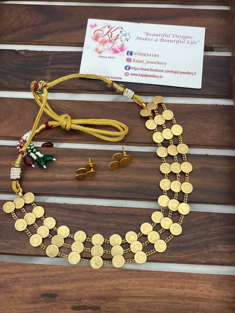 Three layer kasumalai  necklace set