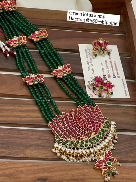 Green kemp lotus  long Harram set