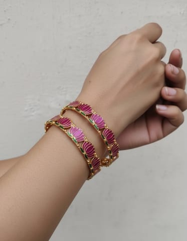 Purple lotus bangles set of 2